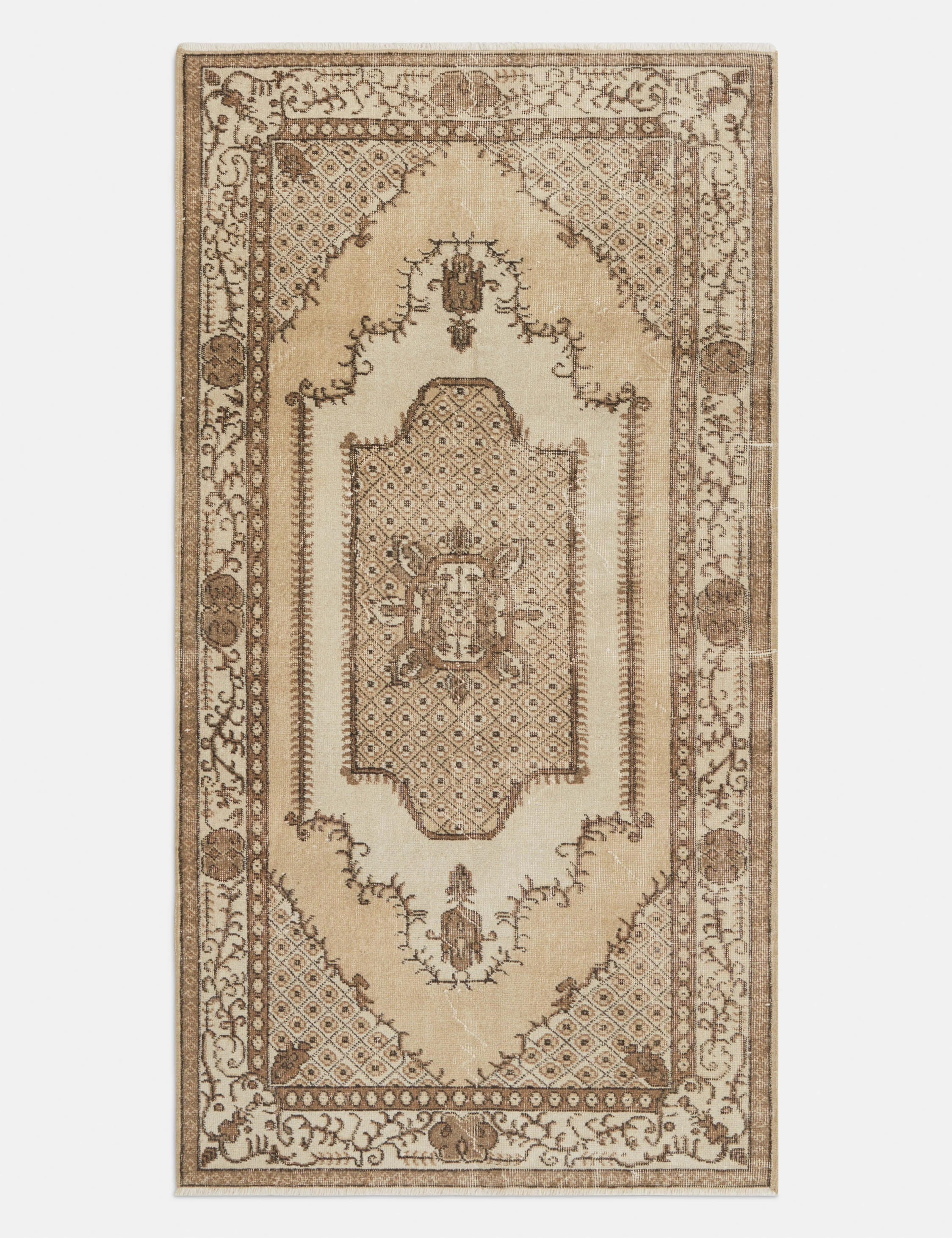 Vintage Turkish Hand-Knotted Wool Rug No. 334, 3'8" x 6'11" trendy fashion rug
