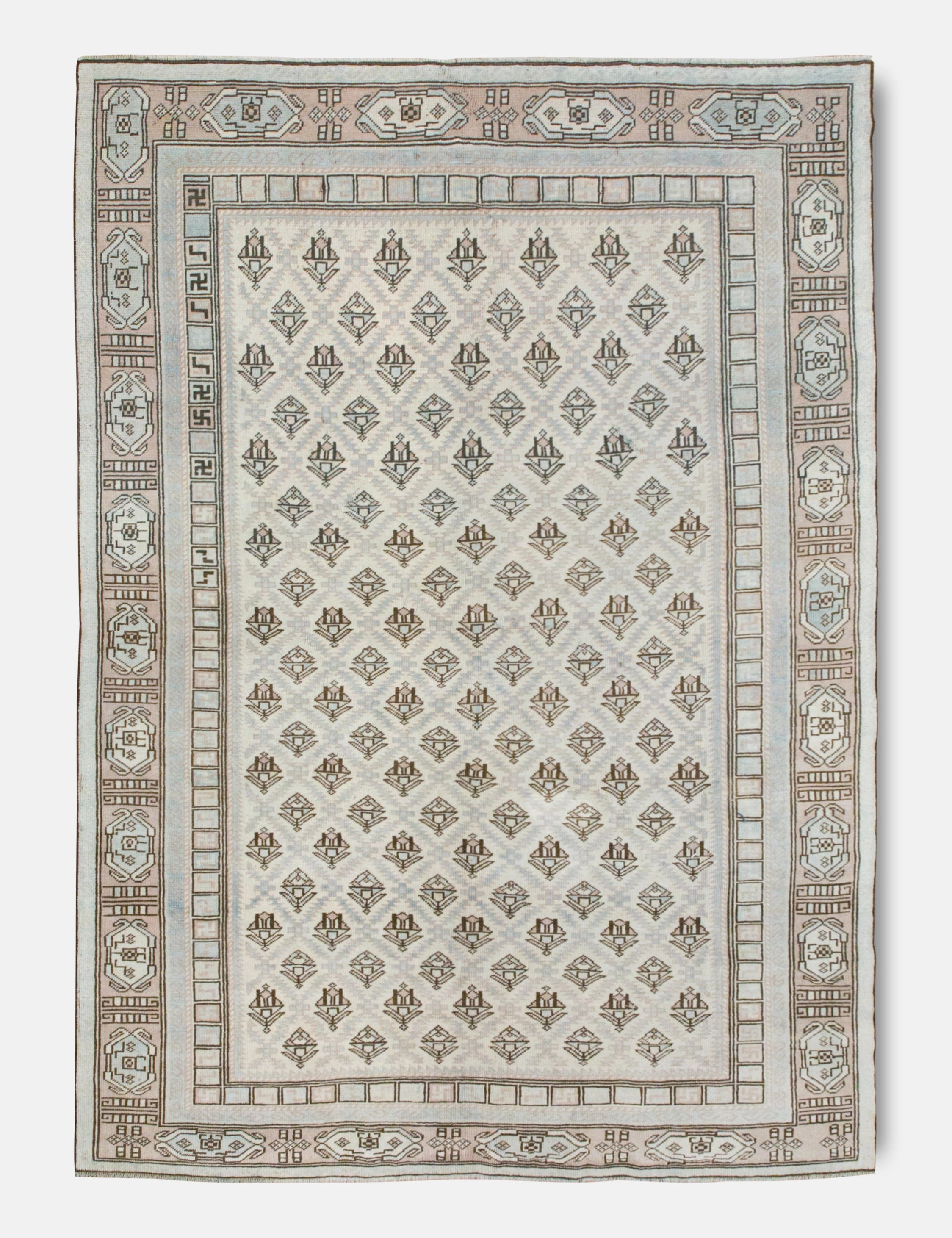Vintage Turkish Hand-Knotted Wool Rug No. 372, 5'11" x 8'9" trendy fashion rug