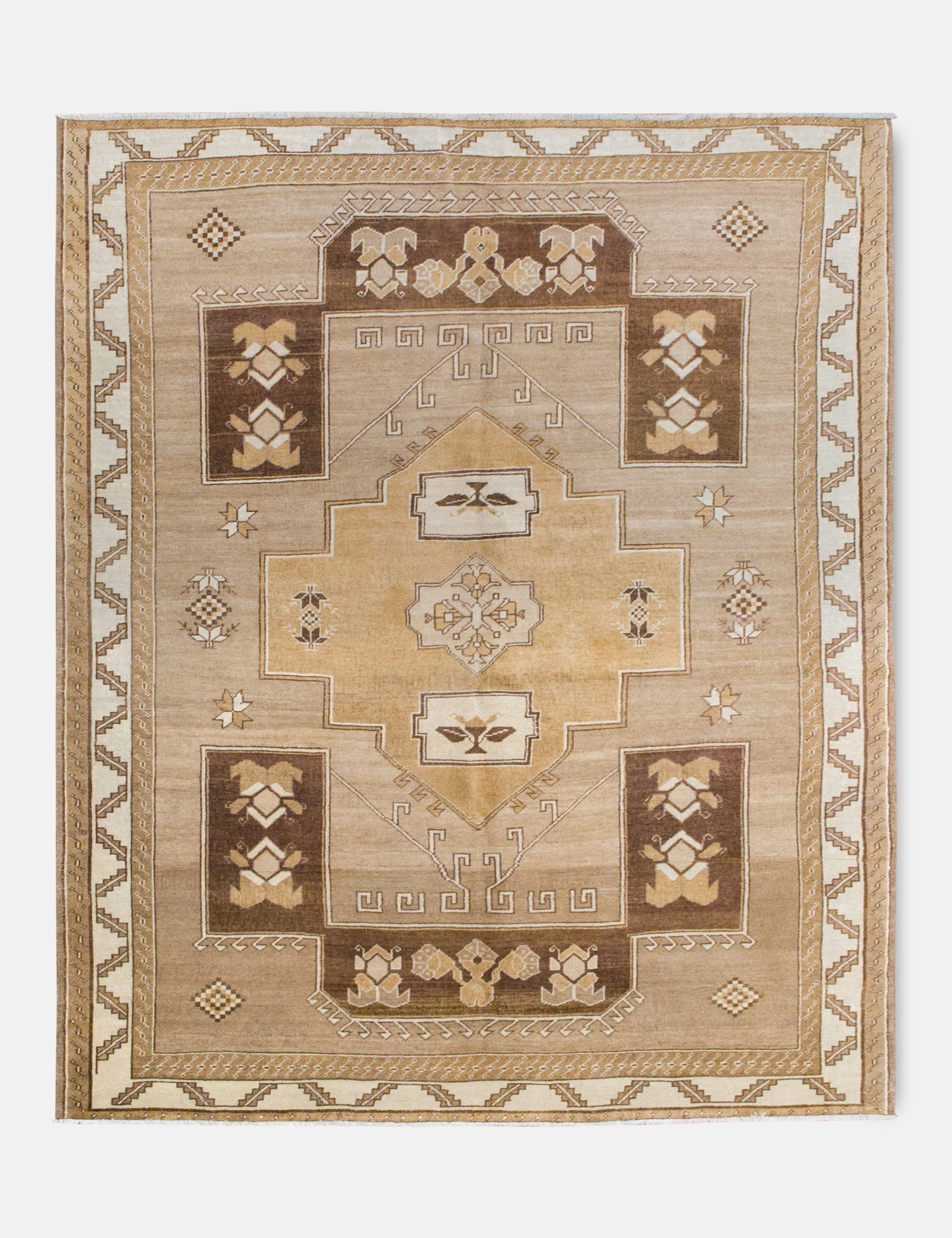Vintage Turkish Hand-Knotted Wool Rug No. 378, 6'3" x 8'8" trendy fashion rug