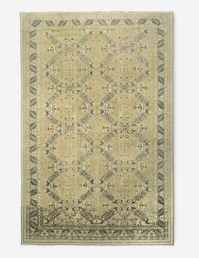 Vintage Turkish Hand-Knotted Wool Rug No. 382, 6'5" x 9'5" trendy fashion rug