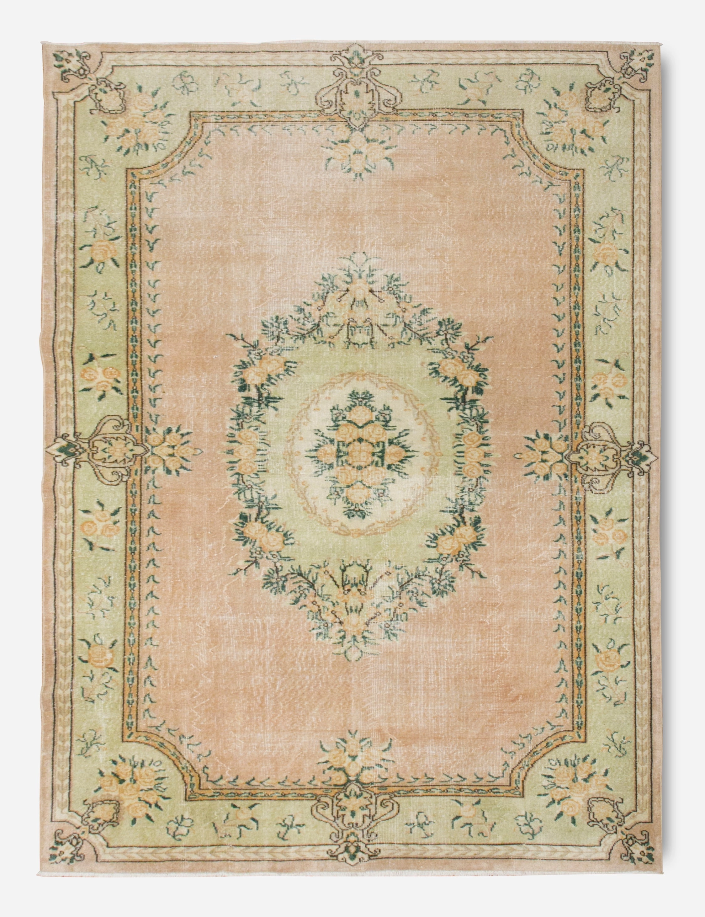 Vintage Turkish Hand-Knotted Wool Rug No. 384, 6'8" x 9'11" trendy fashion rug