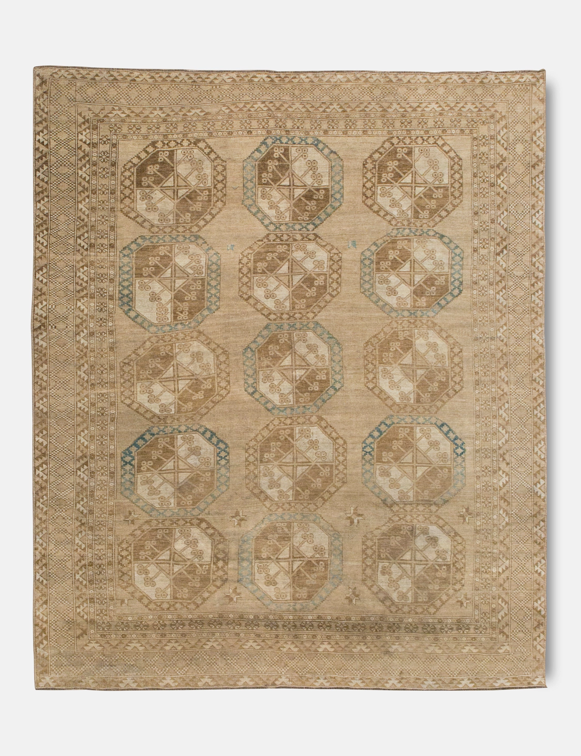 Vintage Turkish Hand-Knotted Wool Rug No. 393, 7'9" x 9'8" trendy fashion rug