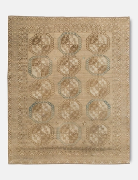 Vintage Turkish Hand-Knotted Wool Rug No. 393, 7'9" x 9'8" trendy fashion rug