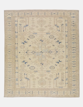 Vintage Turkish Hand-Knotted Wool Rug No. 413, 7'9" x 9'3 trendy fashion rug