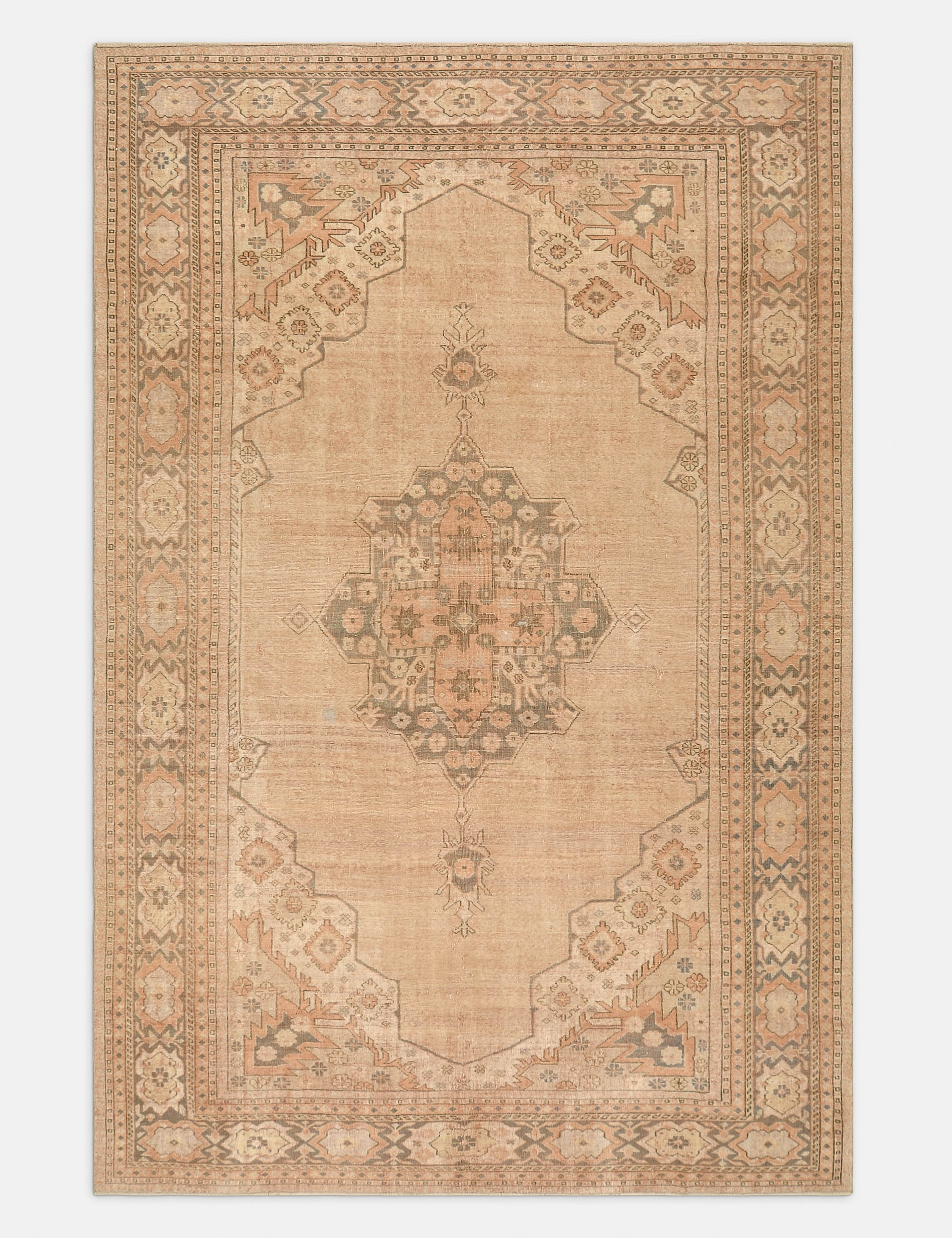 Vintage Turkish Hand-Knotted Wool Rug No. 414, 7' x 10'6" trendy fashion rug