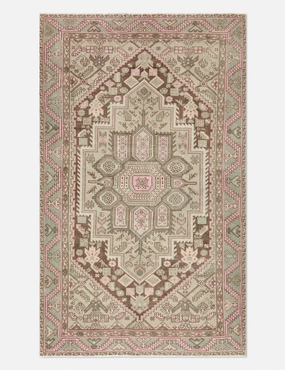 Vintage Turkish Hand-Knotted Wool Rug No. 430, 4'1" x 6'9" trendy fashion rug