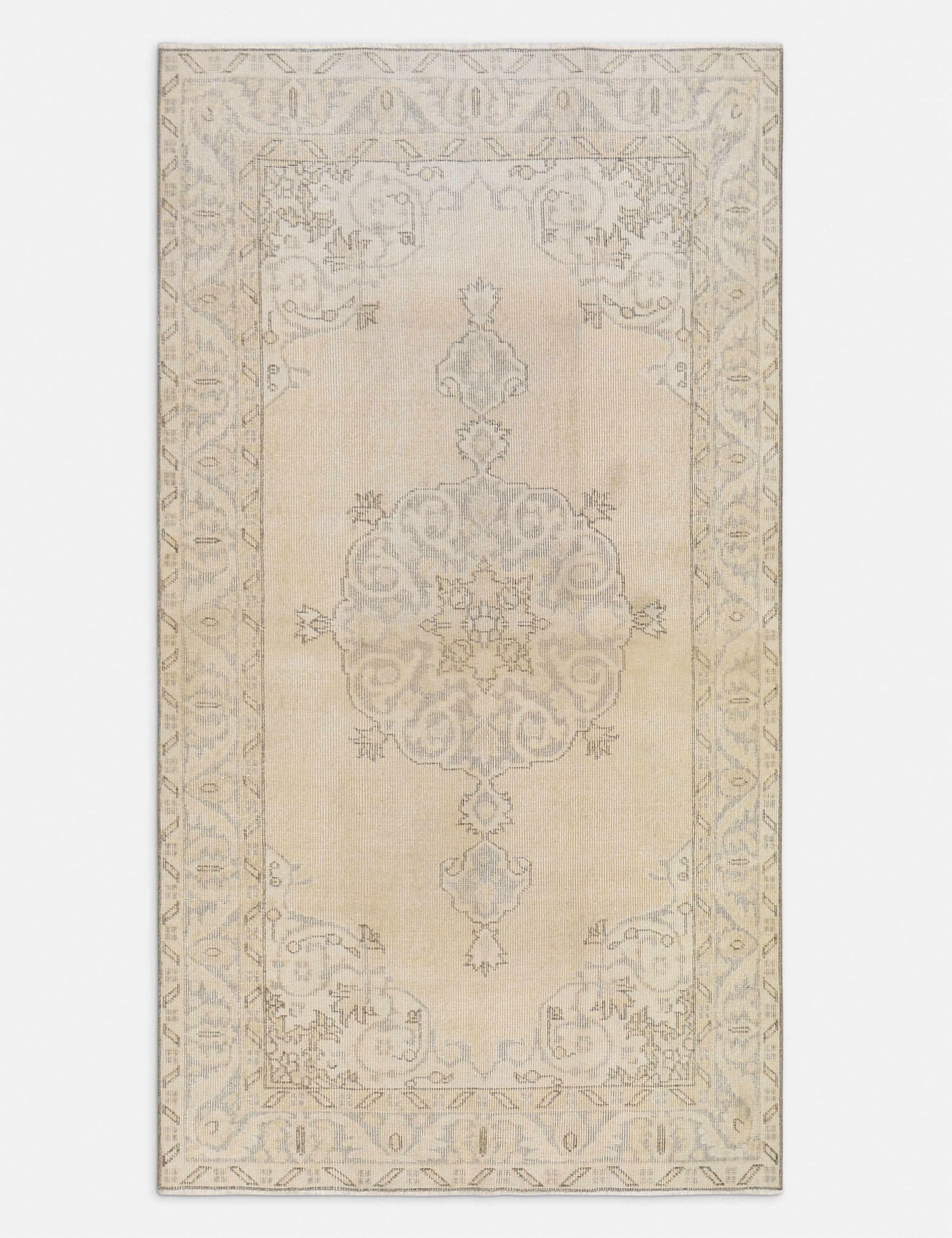 Vintage Turkish Hand-Knotted Wool Rug No. 432, 3'10" x 6'10" trendy fashion rug