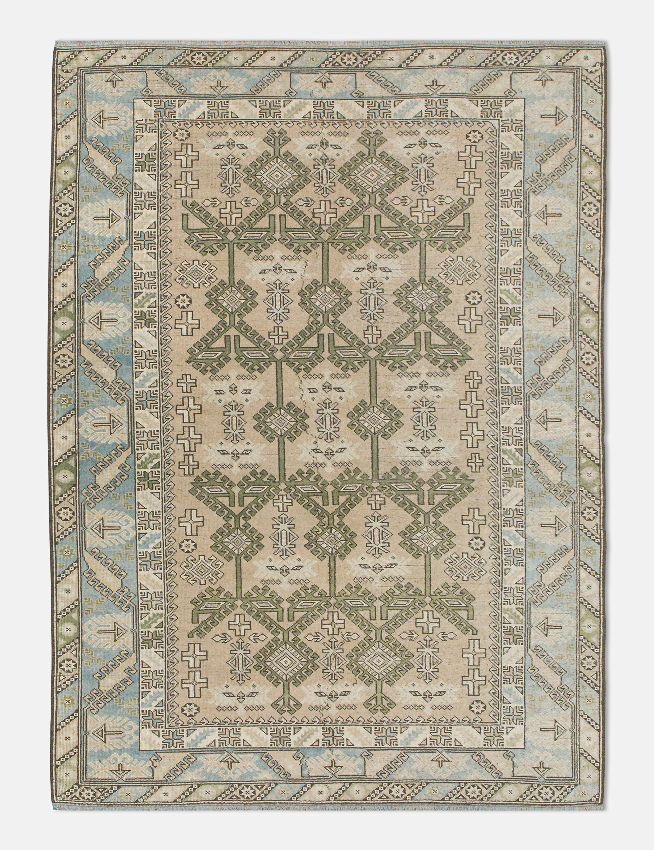 Vintage Turkish Hand-Knotted Wool Rug No. 439, 6'4" x 9'1" trendy fashion rug