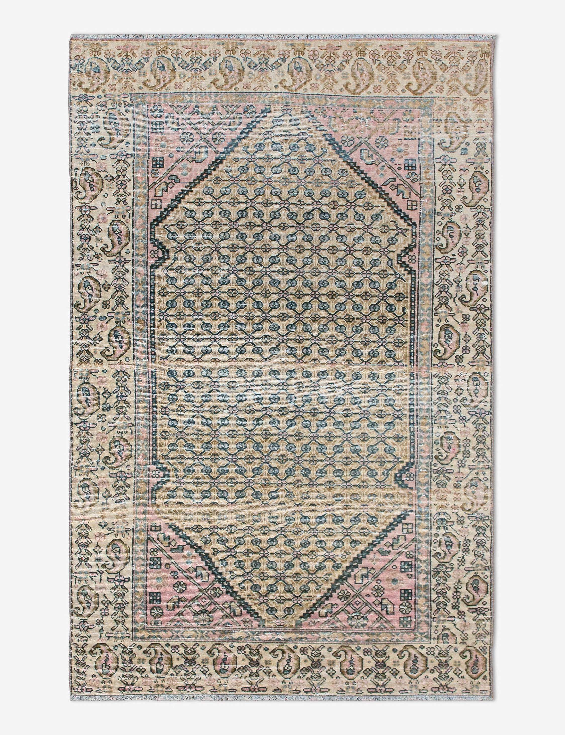 Vintage Turkish Hand-Knotted Wool Rug No. 449, 3'10" x 6'7" trendy fashion rug