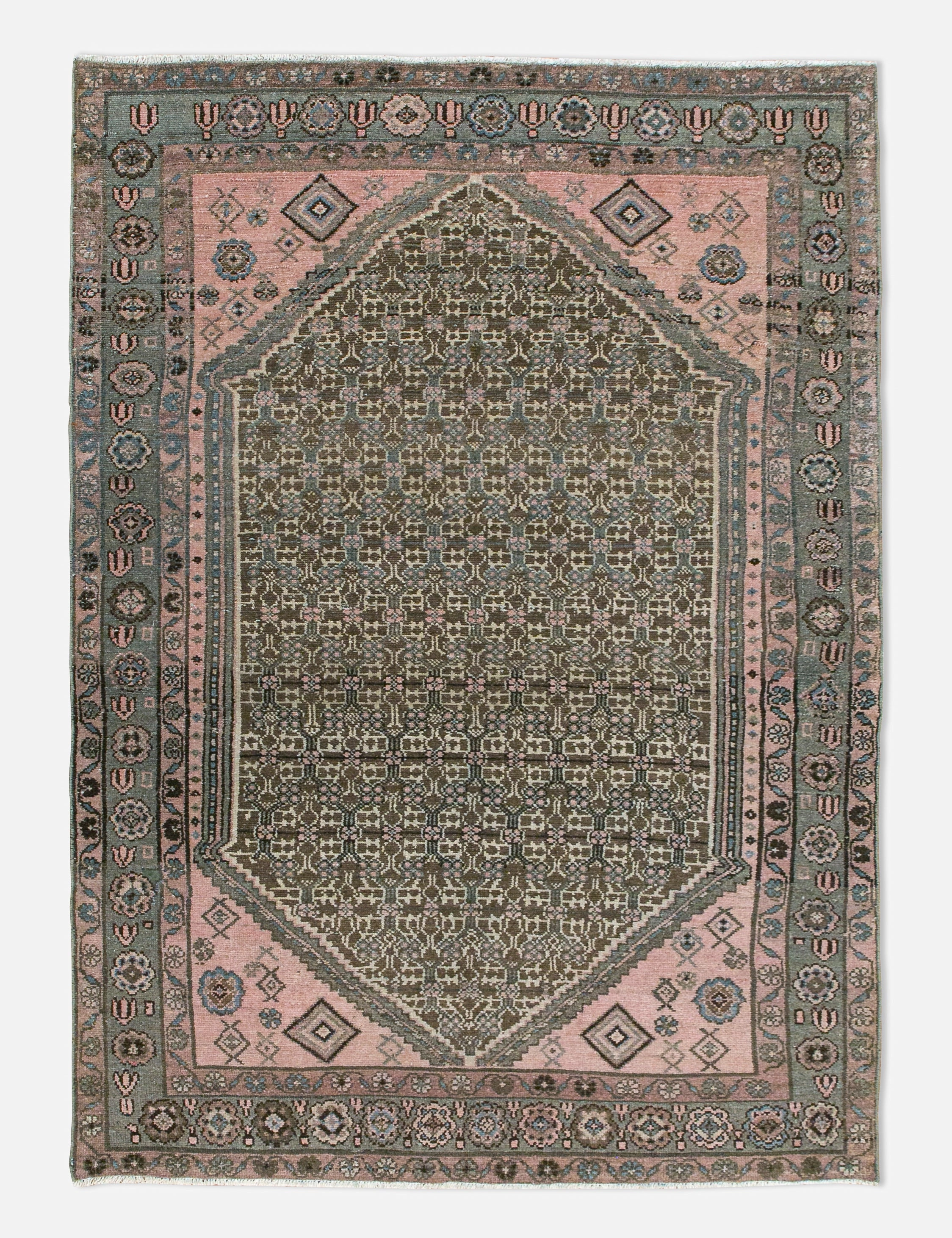 Vintage Turkish Hand-Knotted Wool Rug No. 450, 4'1" x 6'5" trendy fashion rug
