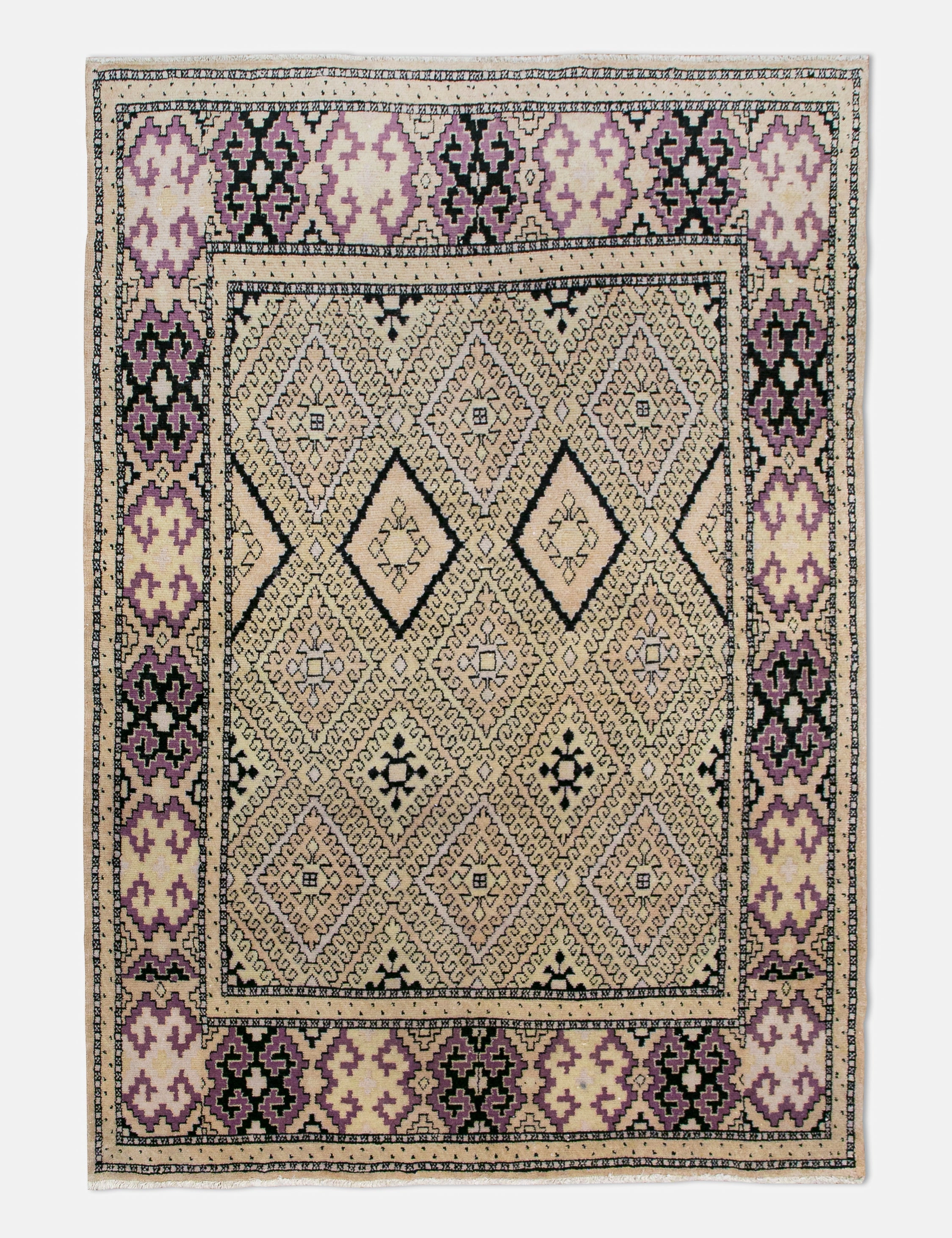 Vintage Turkish Hand-Knotted Wool Rug No. 456, 4'5" x 6'1" trendy fashion rug