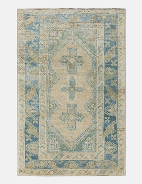 Vintage Turkish Hand-Knotted Wool Rug No. 459, 4'4" x 6'7" trendy fashion rug