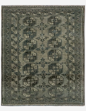 Vintage Turkish Hand-Knotted Wool Rug No. 460, 4'6" x 5'2" trendy fashion rug