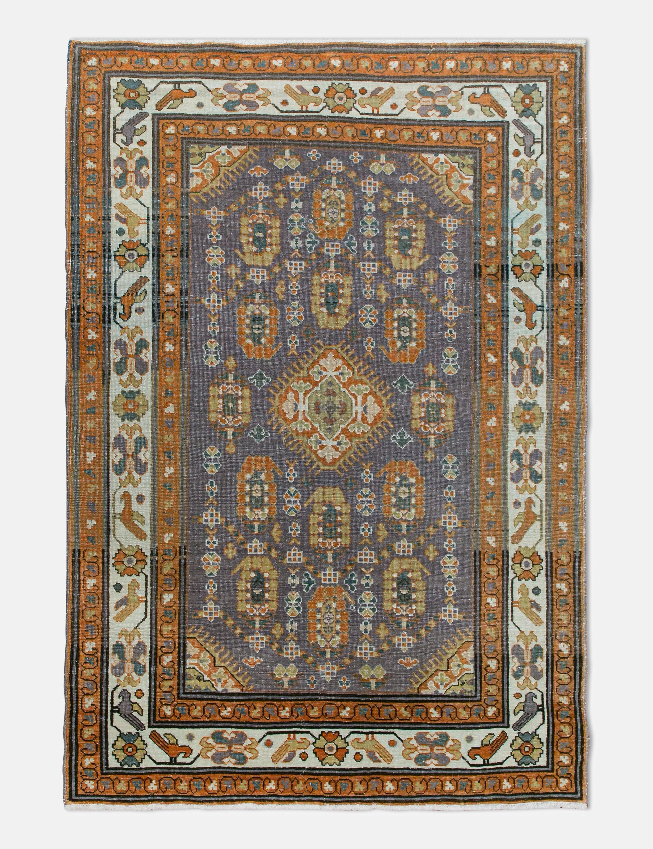 Vintage Turkish Hand-Knotted Wool Rug No. 461, 3'4" x 4'7" trendy fashion rug