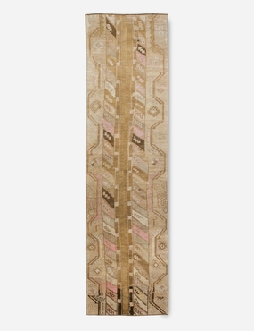 Vintage Turkish Hand-Knotted Wool Runner Rug No. 209, 2'6" x 9'8" trendy fashion rug