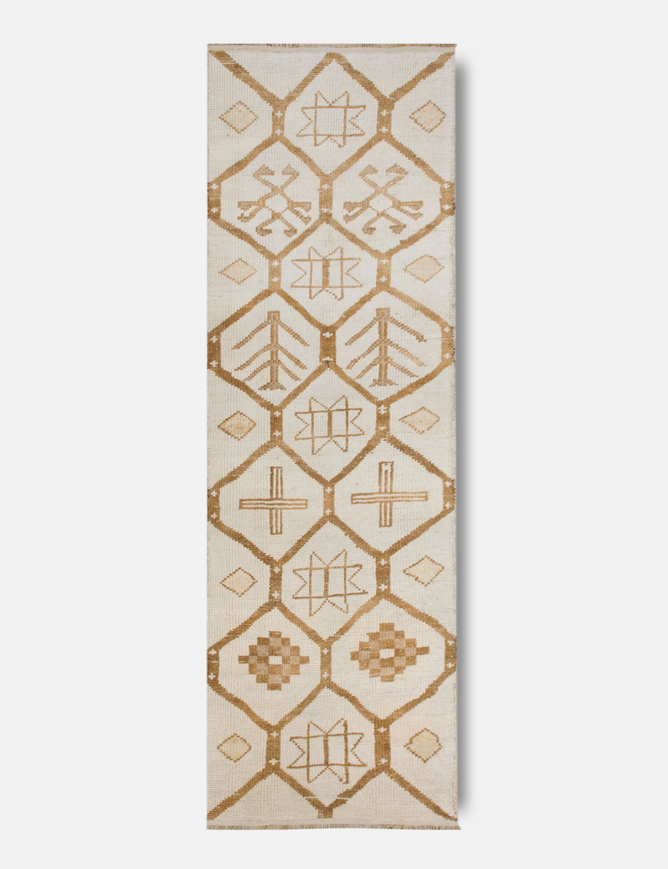 Vintage Turkish Hand-Knotted Wool Runner Rug No. 232, 3'5" x 10'9" trendy fashion rug