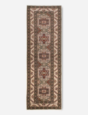 Vintage Turkish Hand-Knotted Wool Runner Rug No. 234, 3' x 9'8" trendy fashion rug
