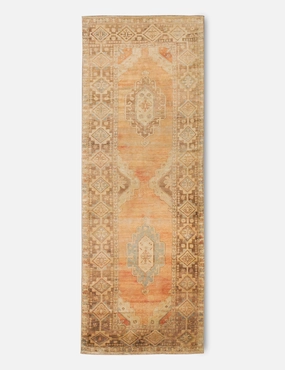 Vintage Turkish Hand-Knotted Wool Runner Rug No. 235, 4'1" x 12' trendy fashion rug