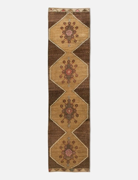 Vintage Turkish Hand-Knotted Wool Runner Rug No. 239, 2'10" x 12'2" trendy fashion rug