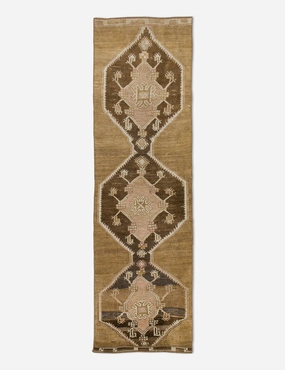 Vintage Turkish Hand-Knotted Wool Runner Rug No. 240, 2'10" x 10'2" trendy fashion rug