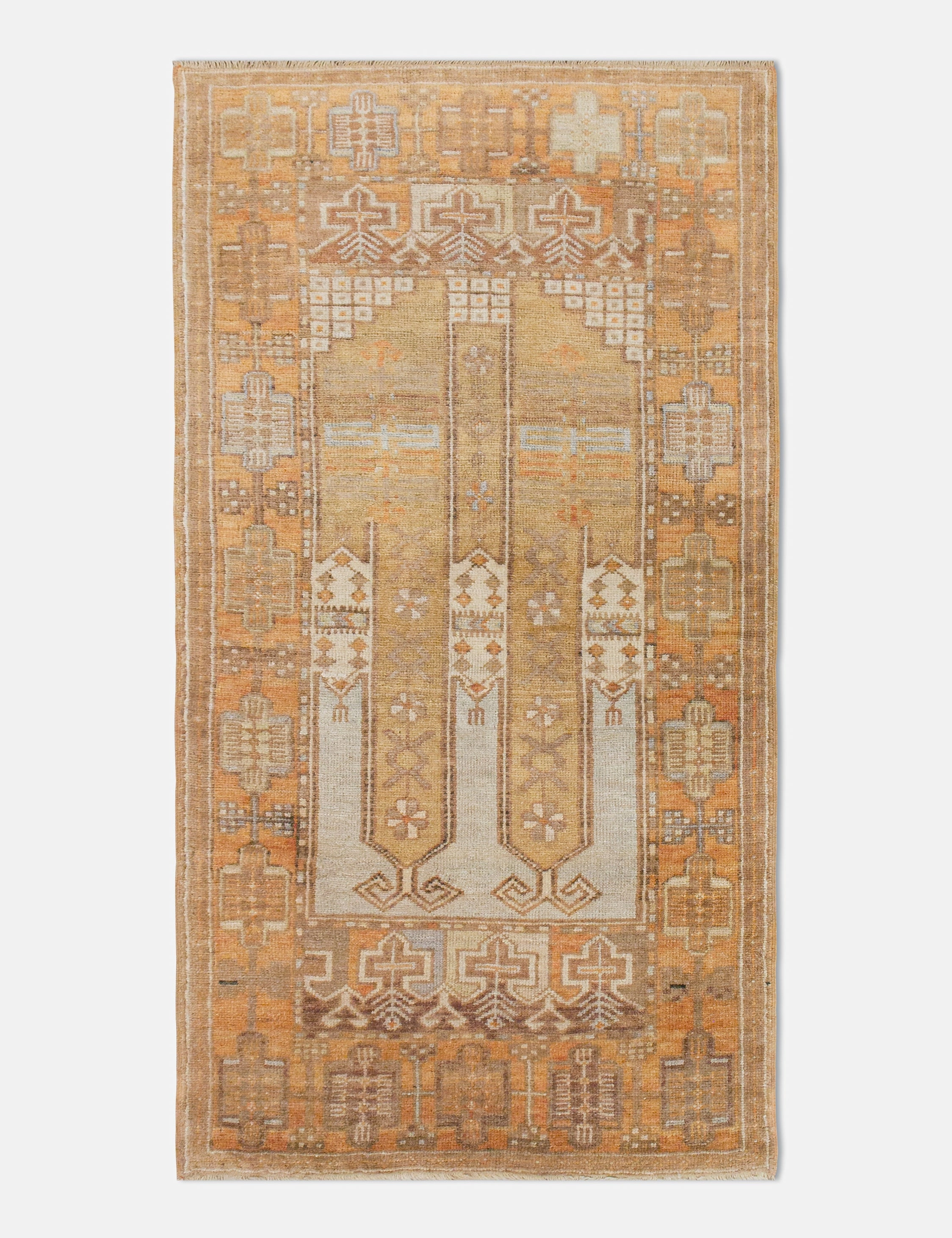 Vintage Turkish Hand-Knotted Wool Runner Rug No. 241, 2'11" x 5'10" trendy fashion rug