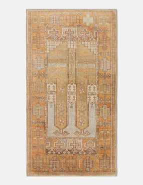 Vintage Turkish Hand-Knotted Wool Runner Rug No. 241, 2'11" x 5'10" trendy fashion rug