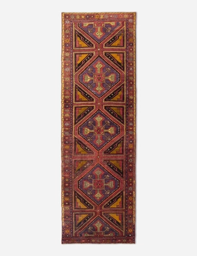 Vintage Turkish Hand-Knotted Wool Runner Rug No. 242, 4' x 14'1" trendy fashion rug