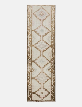 Vintage Turkish Hand-Knotted Wool Runner Rug No. 244, 2'12" x 10'12" trendy fashion rug