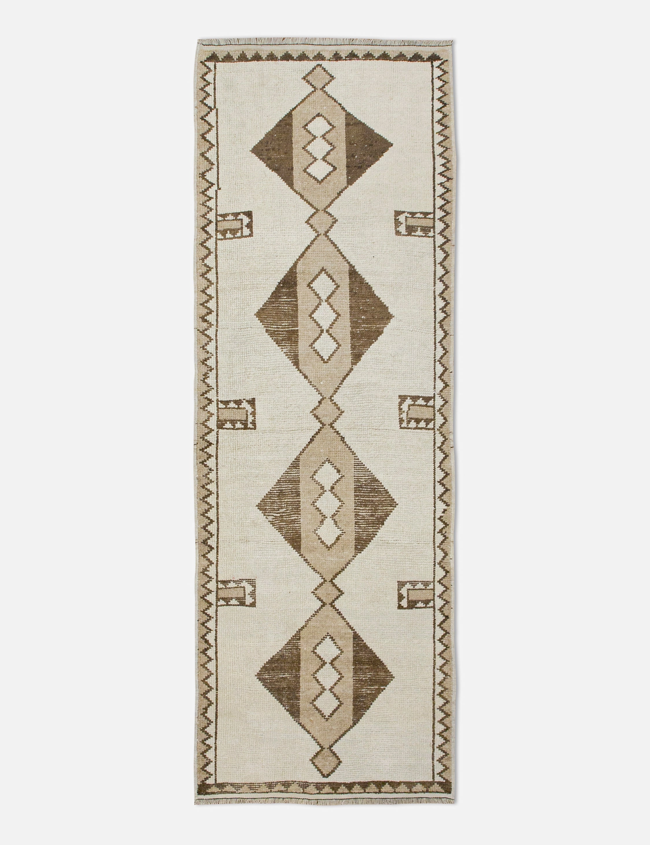Vintage Turkish Hand-Knotted Wool Runner Rug No. 245, 3'3" x 10'4" trendy fashion rug