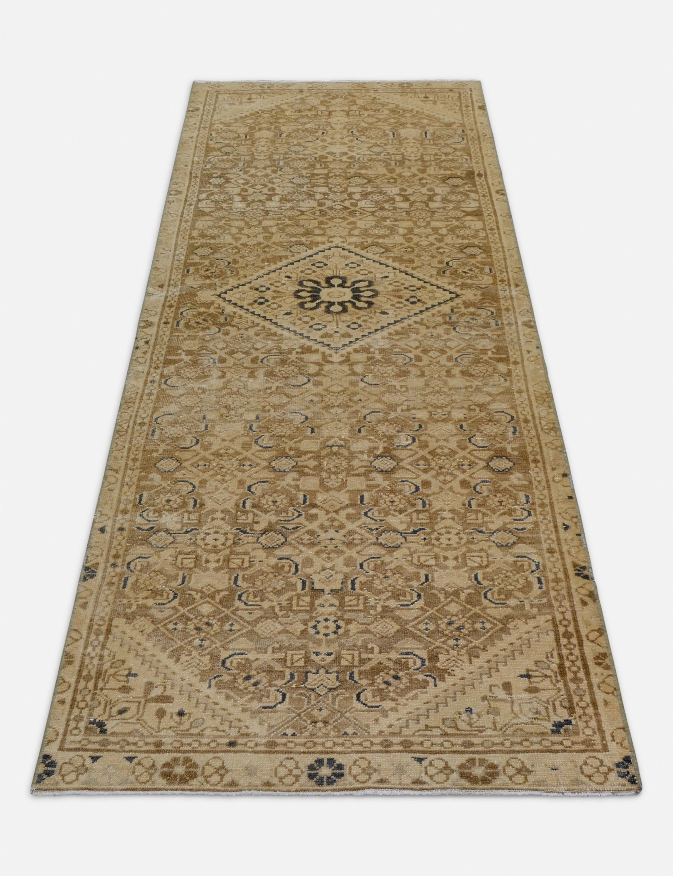 Vintage Turkish Hand-Knotted Wool Runner Rug No. 248, 3' x 9'6"