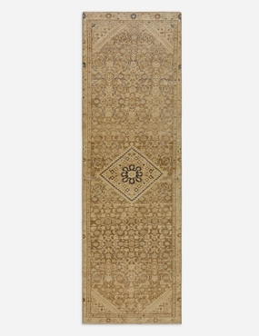 Vintage Turkish Hand-Knotted Wool Runner Rug No. 248, 3' x 9'6" trendy fashion rug