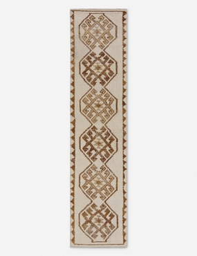 Vintage Turkish Hand-Knotted Wool Runner Rug No. 252, 2'6" x 10'7" trendy fashion rug