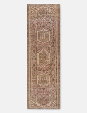 Vintage Turkish Hand-Knotted Wool Runner Rug No. 255, 3'2" x 9'10" trendy fashion rug