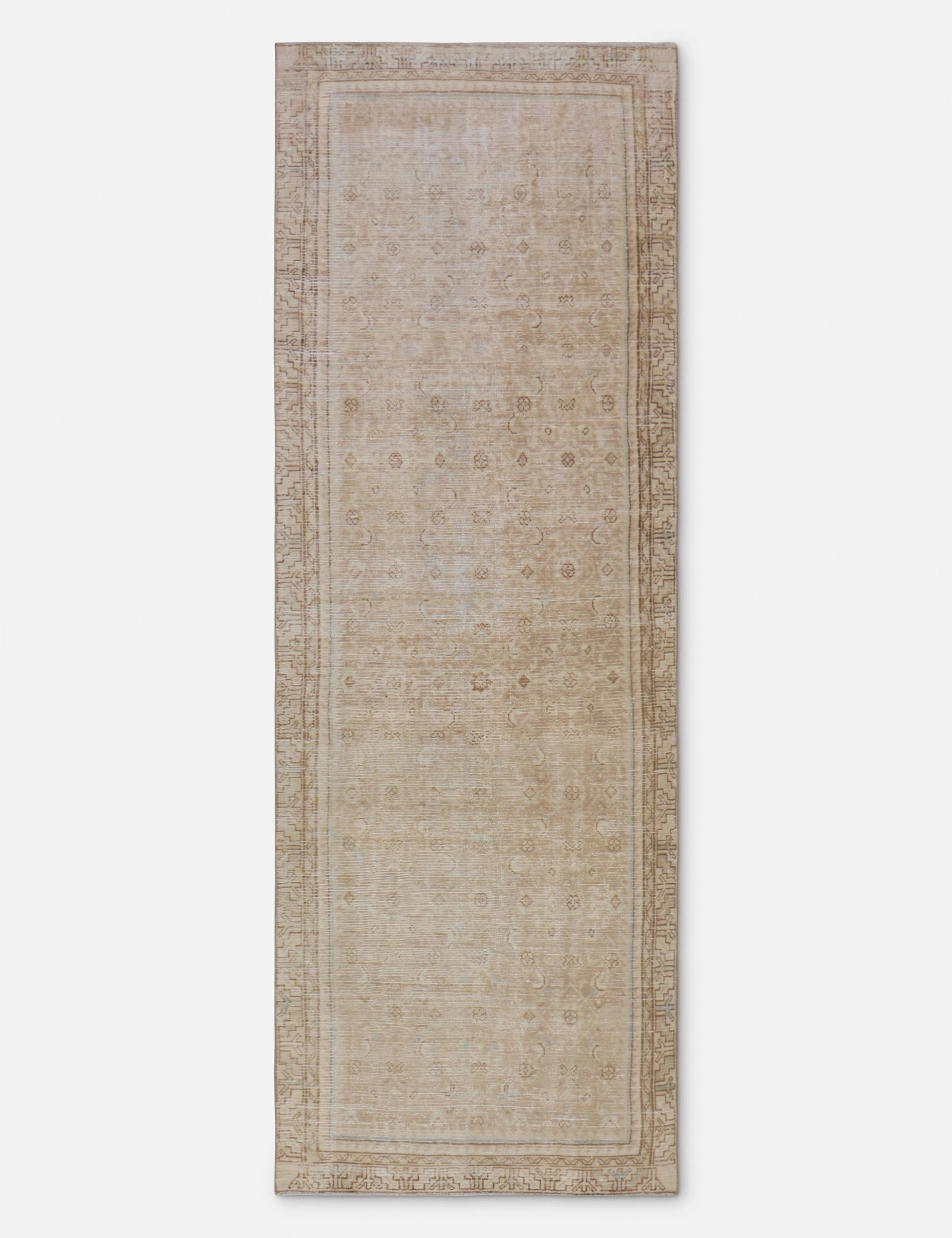Vintage Turkish Hand-Knotted Wool Runner Rug No. 258, 3'4" x 9'5" trendy fashion rug
