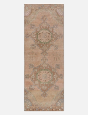Vintage Turkish Hand-Knotted Wool Runner Rug No. 265, 3' x 8'1" trendy fashion rug