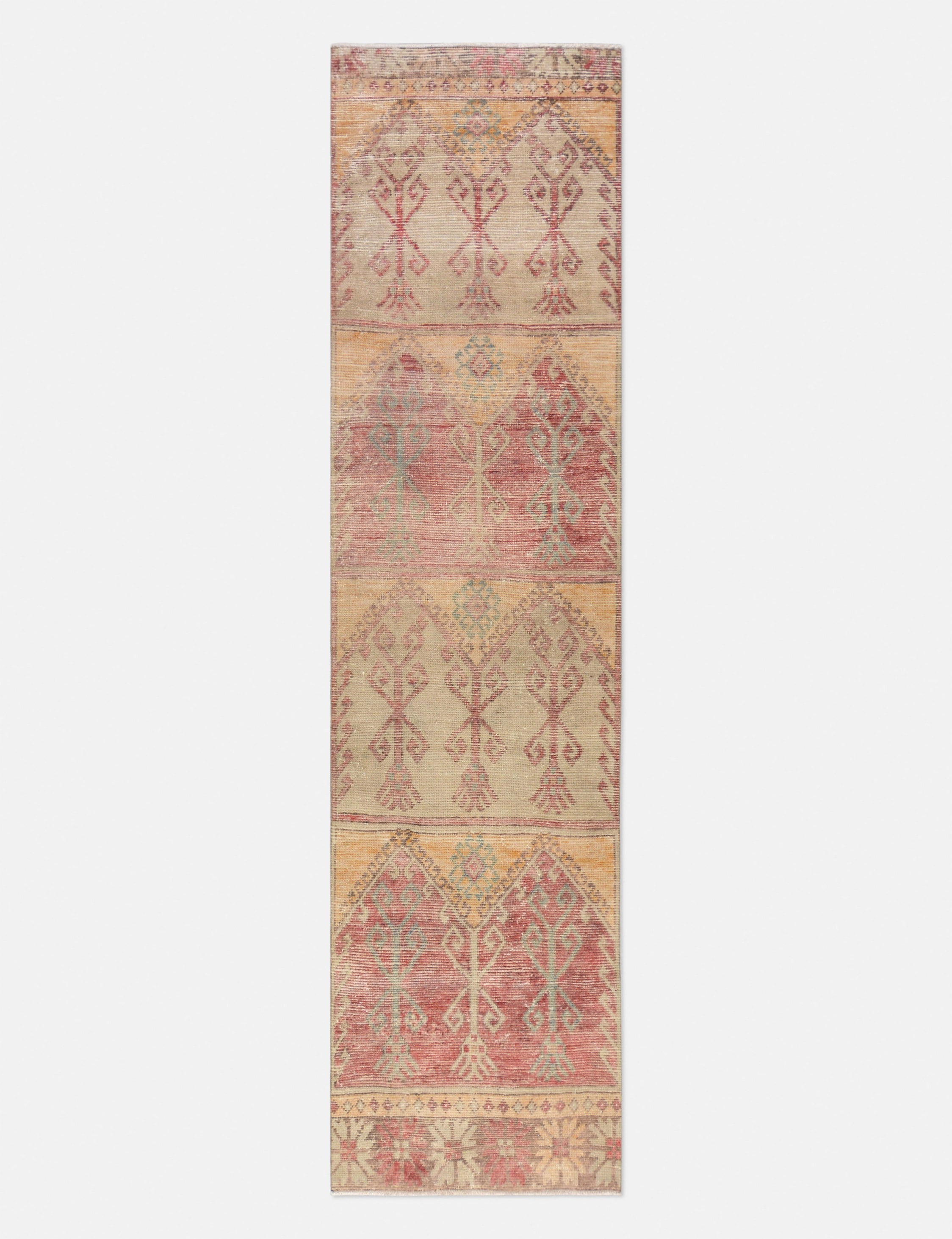 Vintage Turkish Hand-Knotted Wool Runner Rug No. 267, 3' x 11'8" trendy fashion rug
