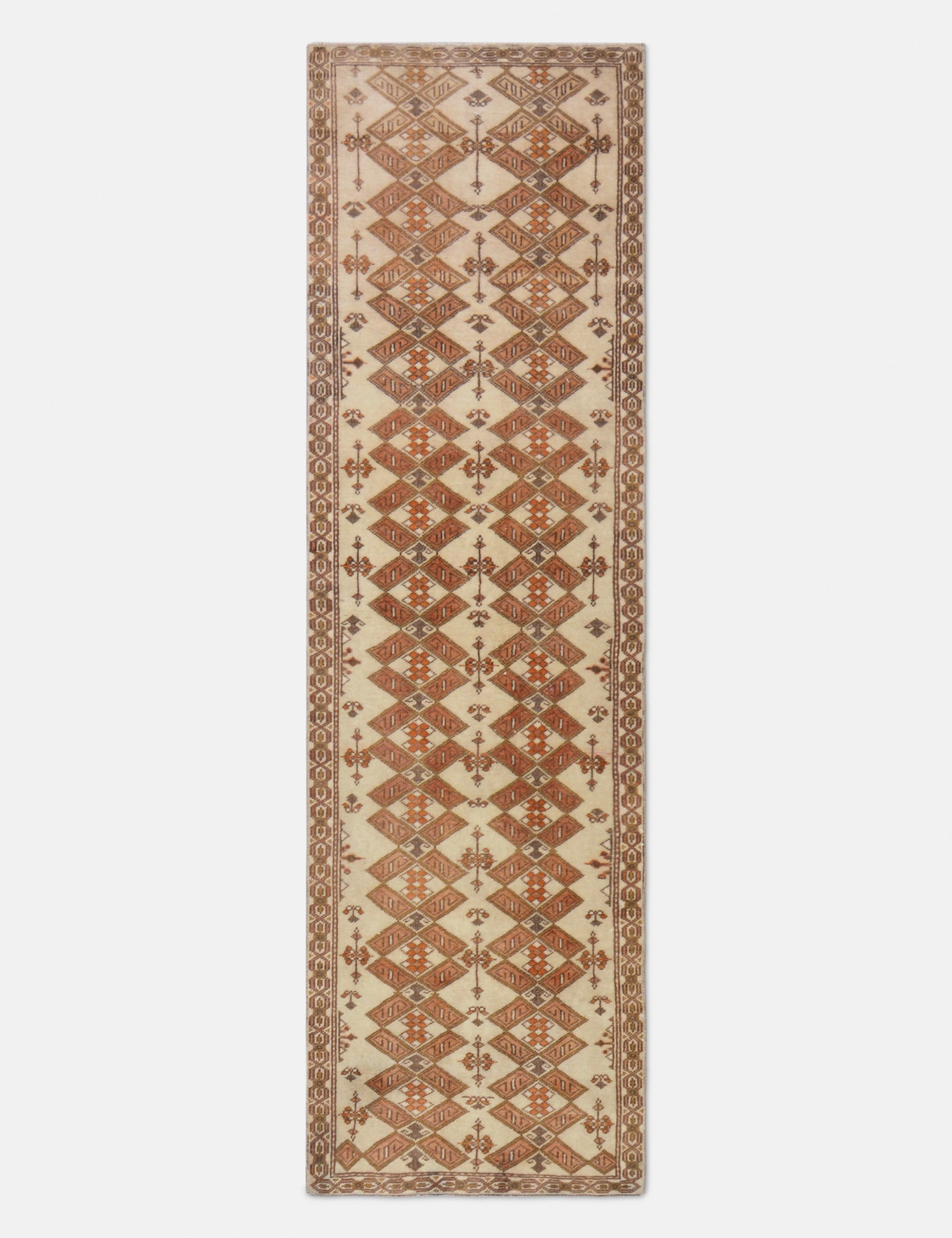 Vintage Turkish Hand-Knotted Wool Runner Rug No. 268, 2'6" x 8'7" trendy fashion rug