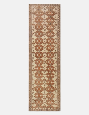 Vintage Turkish Hand-Knotted Wool Runner Rug No. 268, 2'6" x 8'7" trendy fashion rug