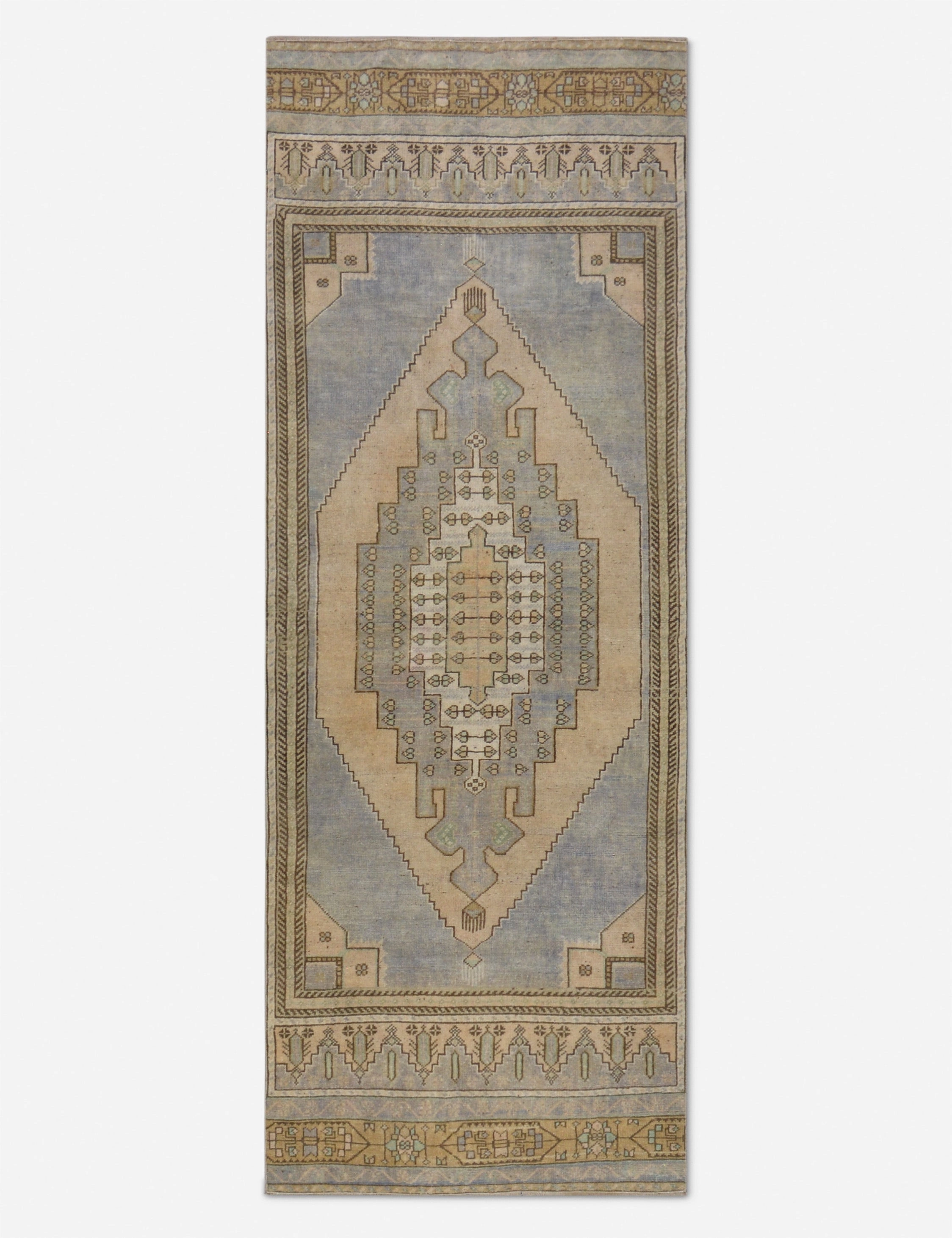 Vintage Turkish Hand-Knotted Wool Runner Rug No. 270, 3'2" x 8'6" trendy fashion rug
