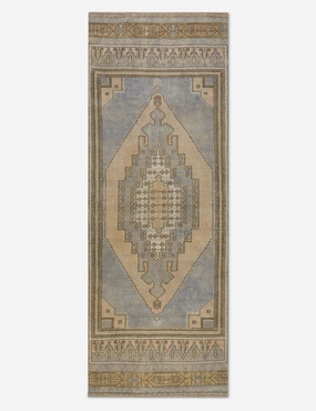 Vintage Turkish Hand-Knotted Wool Runner Rug No. 270, 3'2" x 8'6" trendy fashion rug