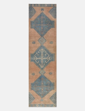 Vintage Turkish Hand-Knotted Wool Runner Rug No. 271, 3'2" x 11'8" trendy fashion rug
