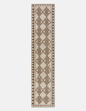 Vintage Turkish Hand-Knotted Wool Runner Rug No. 272, 2'7" x 11'4" trendy fashion rug