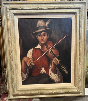 VIOLINIST BOY EUROPEAN OIL PAINTING ON CANVAS classic mural painting