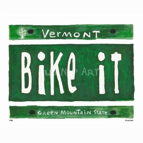 VT Plate - Bike It Art Print (8.5"x11") framed wall decor