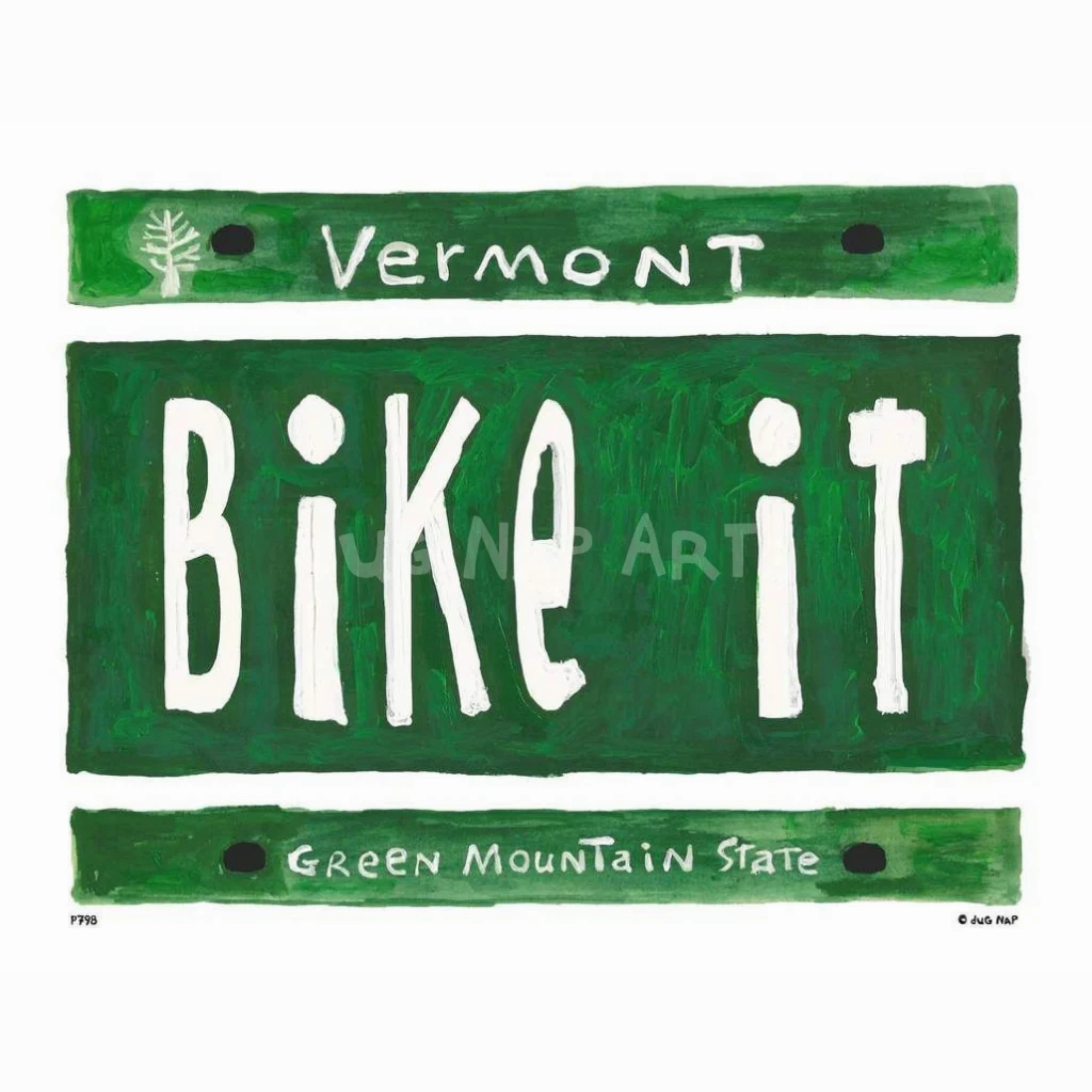 VT Plate - Bike It Art Print (8.5"x11") framed wall decor