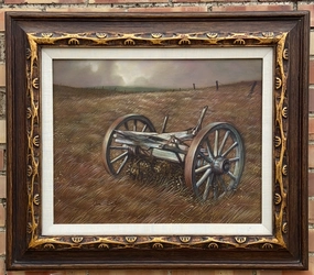 WAGON IN THE WHEAT OIL PAINTING SIGNED JIM DALY classic mural painting