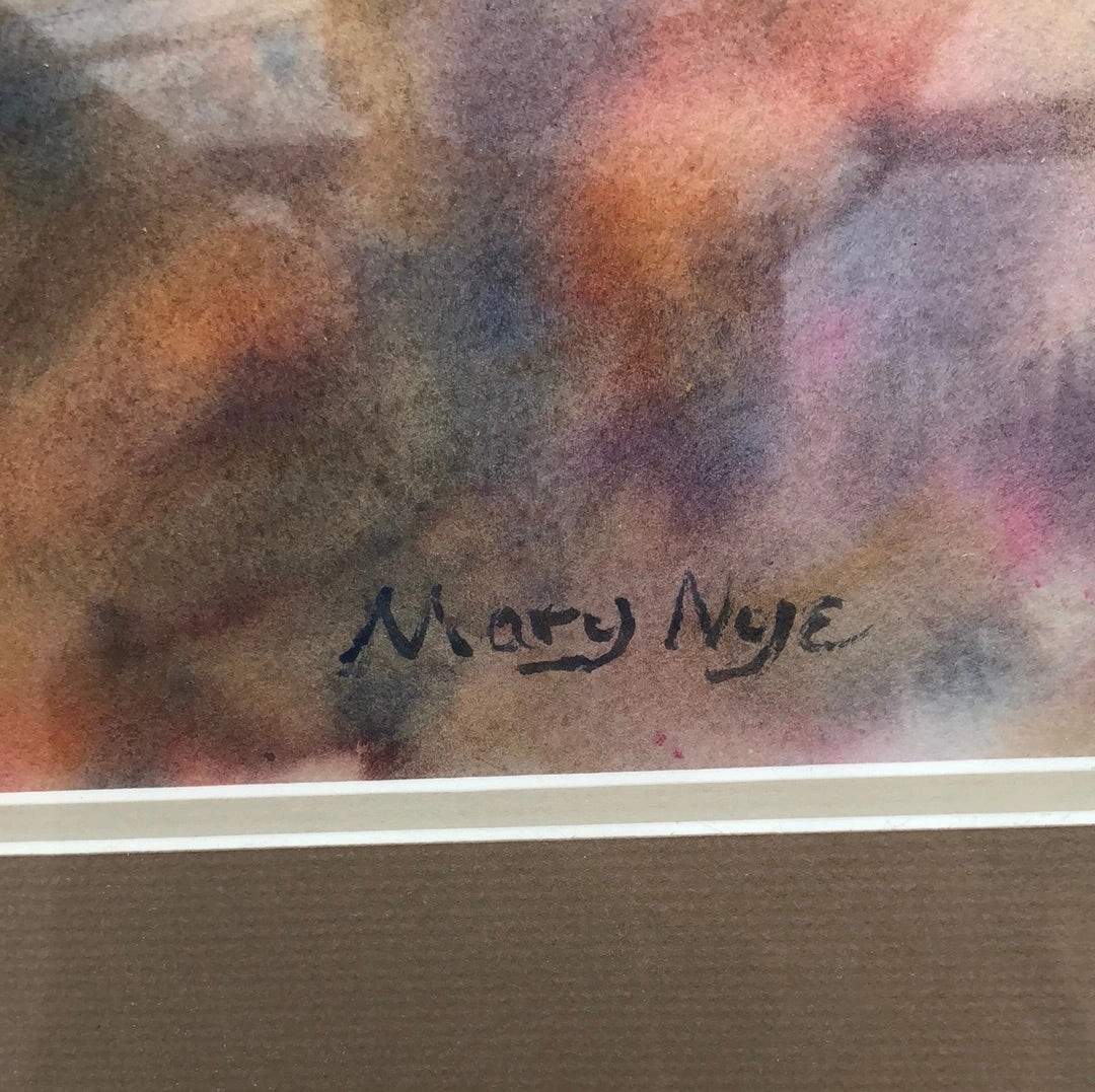 WATER COLOR PAINTING OF A BARN BY MARY BEASLEY NYE