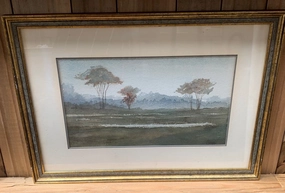 WATERCOLOR LANDSCAPE PAINTING SIGNED BOVA classic mural painting