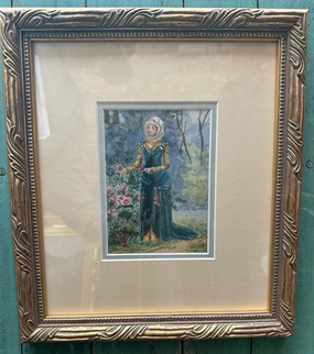 WATERCOLOR OF A MAIDEN BY DAWSON DAWSON WATSON classic mural painting