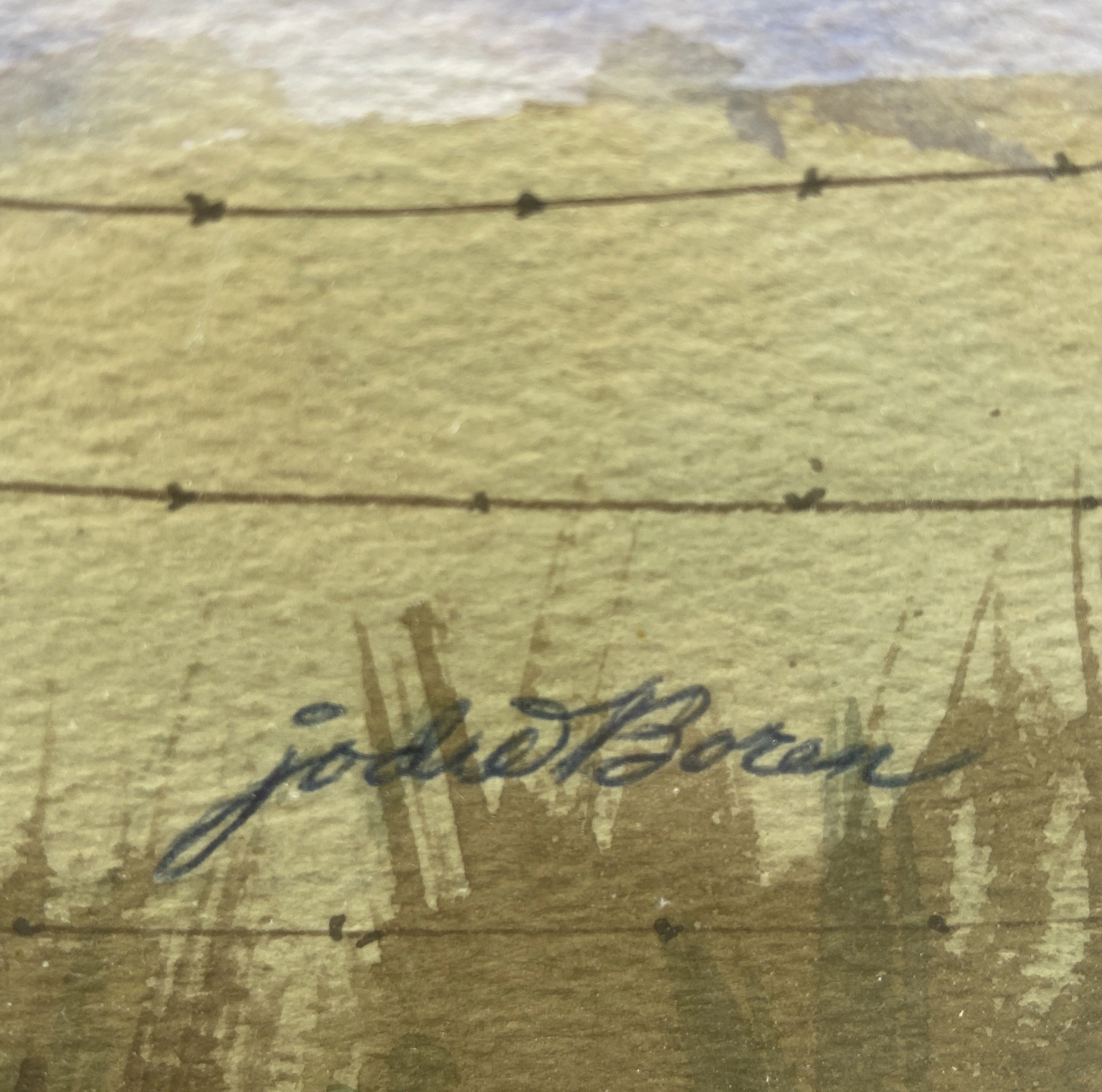 WATERCOLOR OF CRANES ON A POND BY JODIE BORAN